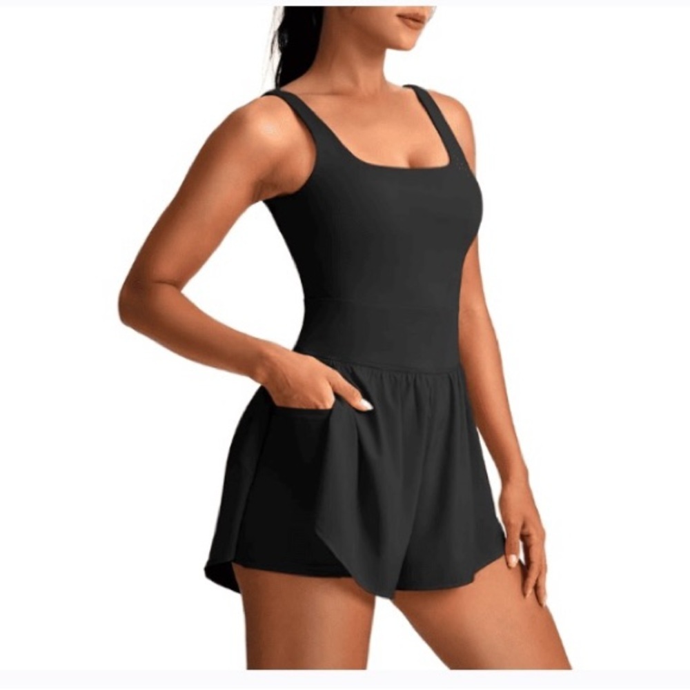 NWOT Black Swim Coverup with Flared Skirt